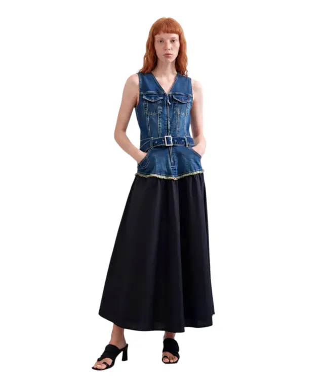 Desigual - Γυναικείο Φόρεμα Denim Χωρίς Μανίκια Gigi 26WWVD03-5053 Μπλε/Μαύρο - XS
