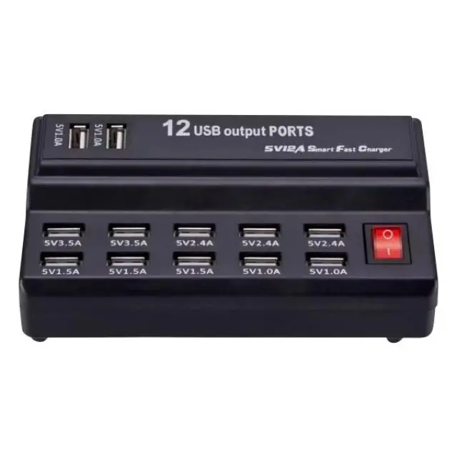 Βάση Φόρτισης με 12 Θύρες Usb-A 60W σε Μαύρο ZY-2401