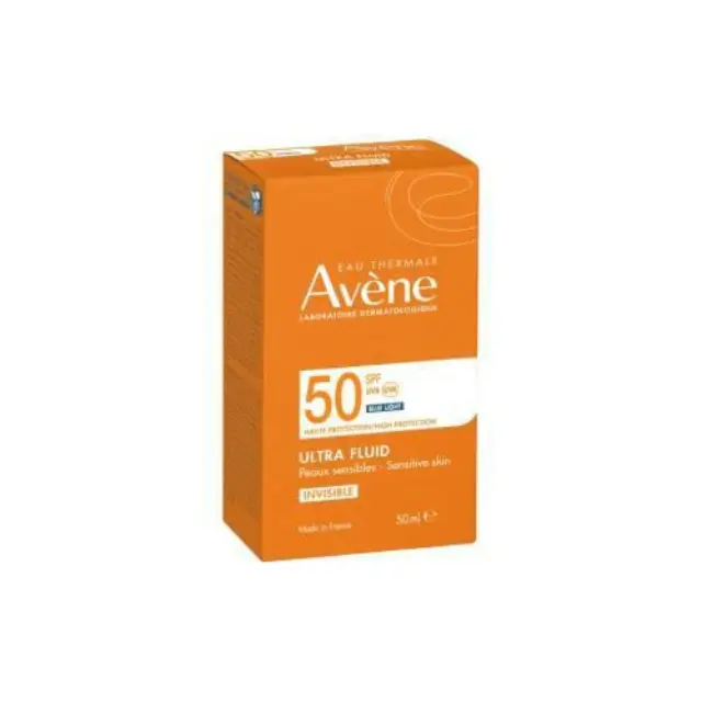 Eau Thermale Avène Soins Solaire Ultra Fluid Invisible SPF50+ Αντηλιακό Προσώπου Χωρίς Άρωμα για το Ευαίσθητο Δέρμα 50ml
