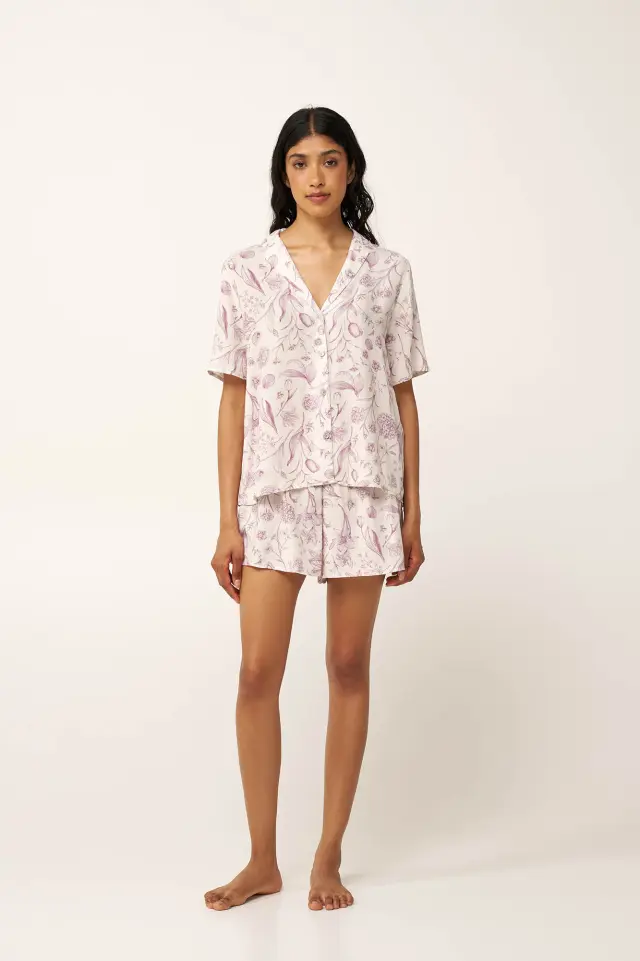 Γυναικεία Κουμπωτή Φλοράλ Πυτζάμα Vamp 24134 ROSE DUSTY