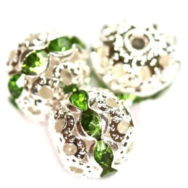Χάντρα Spacer 10mm με Zircons Emerald - 5τεμ