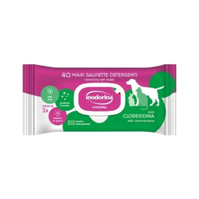 Inodorina Μαντηλάκια Refresh Clorexidine 20x30cm (40τμχ) Μονόχρωμο