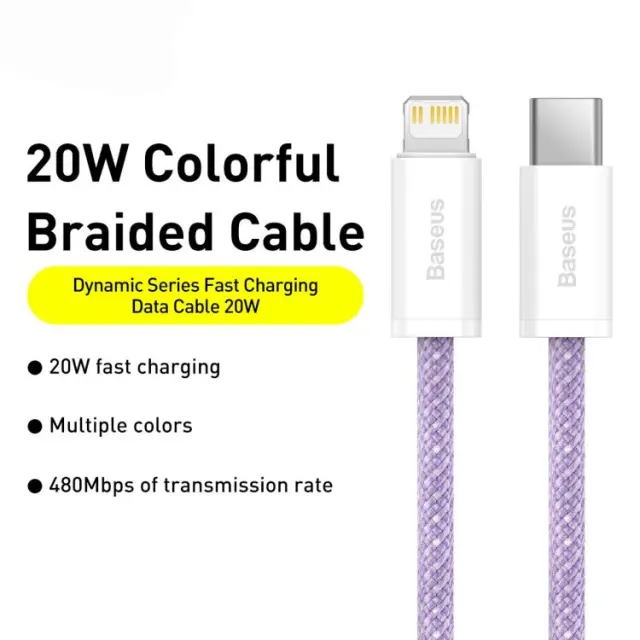 Baseus® - Dynamic Series Καλώδιο Φόρτισης USB-C σε Lightning 20W -1m/ Purple. 2