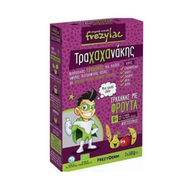 FREZYDERM FREZYLAC ΤΡΑΧΑΧΑΝΑΚΗΣ Βιολογικός Τραχανάς με Βιολογικά Φρούτα - 2 x 165 gr