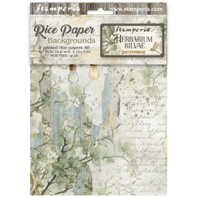 Σετ 8 ριζόχαρτα ντεκουπάζ Stamperia 10.5×14.8cm, Herbarium Silvae