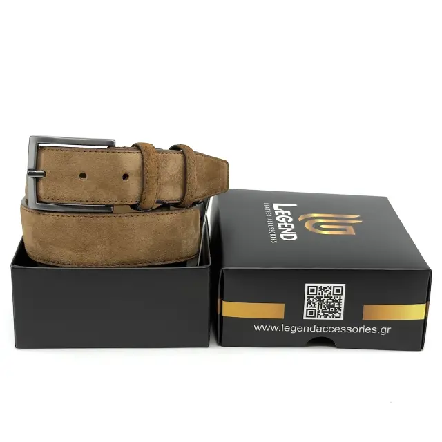 Camel Δερμάτινη Ζώνη Nubuck Suede 3,5 cm 2