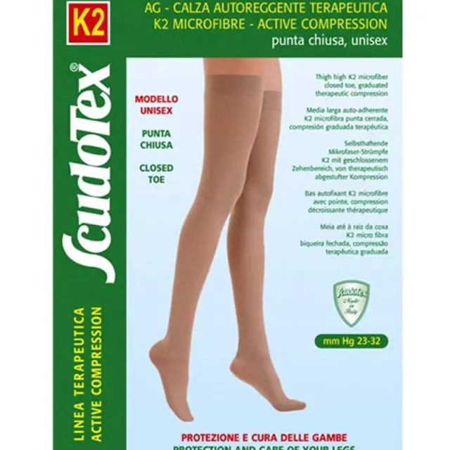 Scudotex 444 Κάλτσα ριζομηρίου με σιλικόνη Class II με μικροΐνες μέσα δάκτυλα 23-32mmHg Μπεζ - Medium