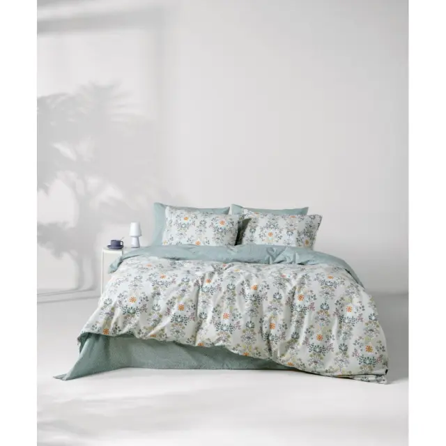 Σετ Σεντόνια Υπέρδιπλα 4 Τεμαχίων Kentia Marita Light Blue-Sage Green-Yellow Red-White 240x270