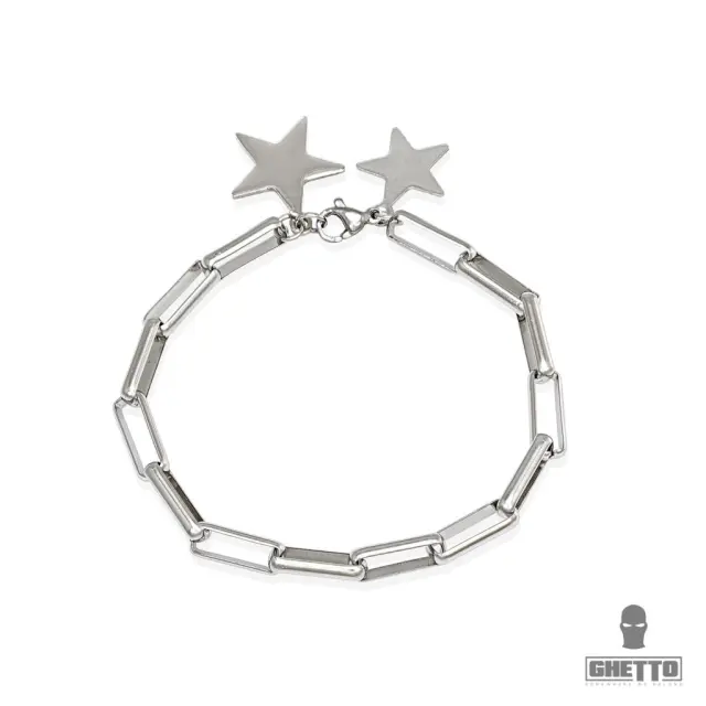 Ghetto Bracelet Stars Gold Color Plated 18k SS Link Chain Silver
