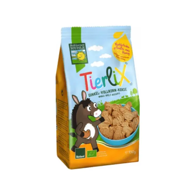 Bohlsener Muhle Tierlix Whole Spelt Biscuits Παιδικά Βιολογικά Μπισκότα Ντίνκελ Ζωάκια, 125gr