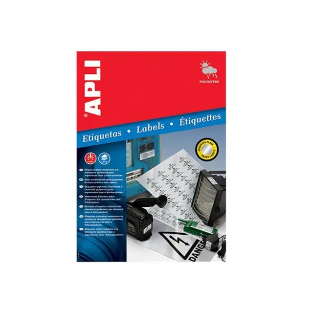 Αυτοκόλλητες Ετικέτες Laser Apli 63,5x29,6mm Ασημί 20 φύλλα