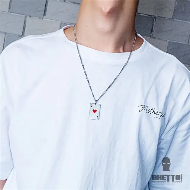Ghetto Hip Hop Stainless Steel Poker Pendant Necklace 3