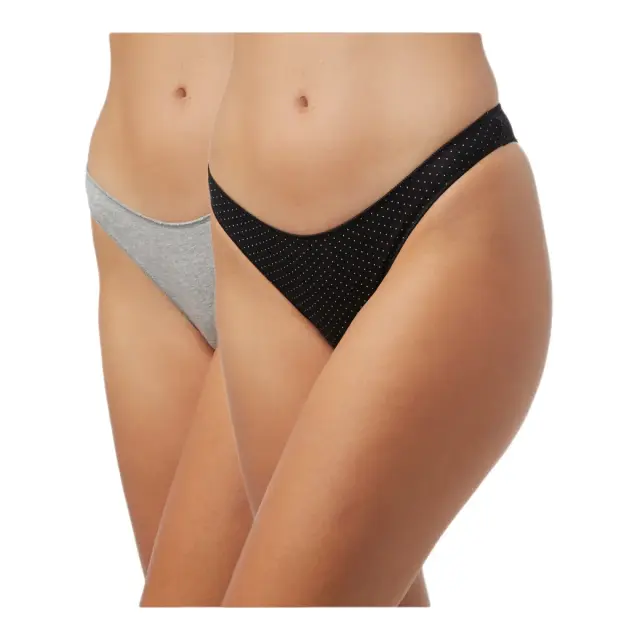 Minerva Γυναικείο Slip Miss Rio Invisible - Διπλό Πακέτο, Χρώμα Grey Mel-Black Dots