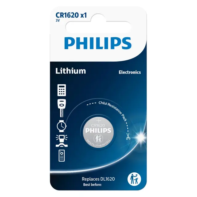 Philips® Lithium 3.0V Button Cell CR1620
