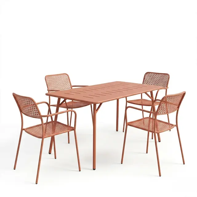 Τραπεζαρία Moraja Federal σετ 5τεμ terracotta μέταλλο 140x80x72εκ 2