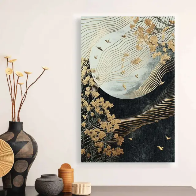 Πίνακας σε καμβά "Golden Moon" Megapap ψηφιακής εκτύπωσης 70x100x3εκ.