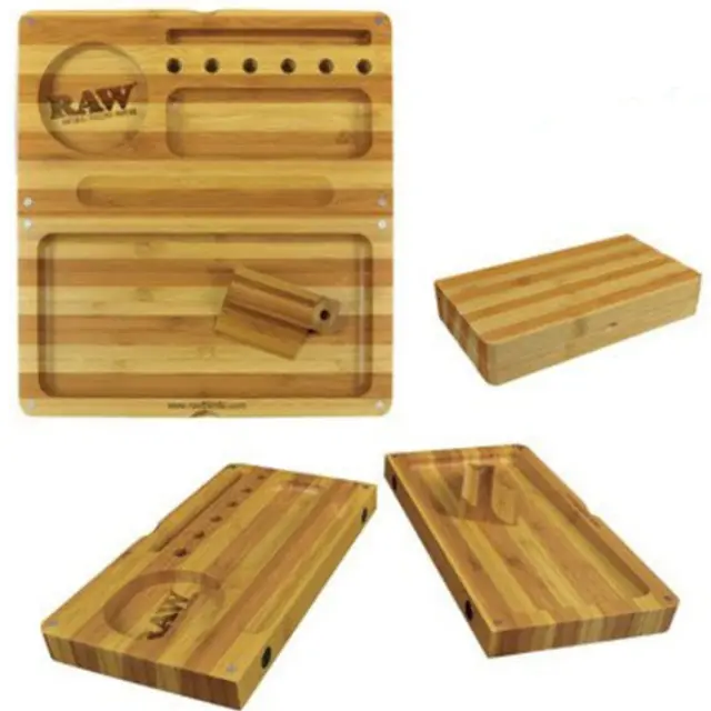 RAW Bambo BackFlip Rolling Tray Ξύλινο Κουτί - STRIPED 2