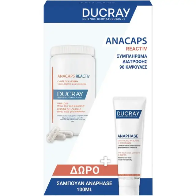 Ducray Promo Anacaps Reactiv Συμπλήρωμα για την Τριχόπτωση 90caps + Anaphase Σαμπουάν κατά της Τριχόπτωσης 100ml