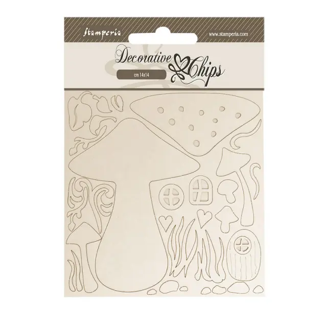 Chipboard Stamperia 14x14cm, Hidden Grove, Mushrooms