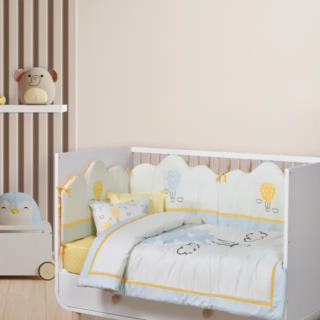 Κουβερλί 110x150 Κούνιας Fun Das Home 4880 Γαλάζιο-Κίτρινο-Μέντα 100% Microfiber