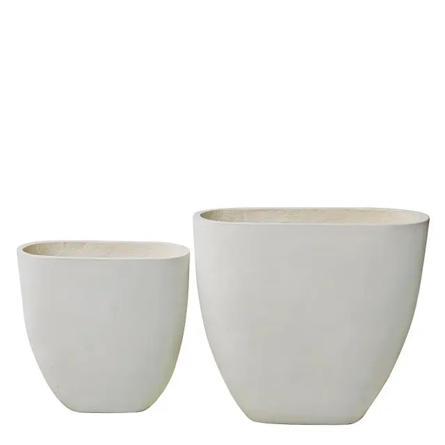 Γλάστρα Λευκό Τσιμέντο 56x27x56cm/76x37x71cm Σετ 2Τμχ