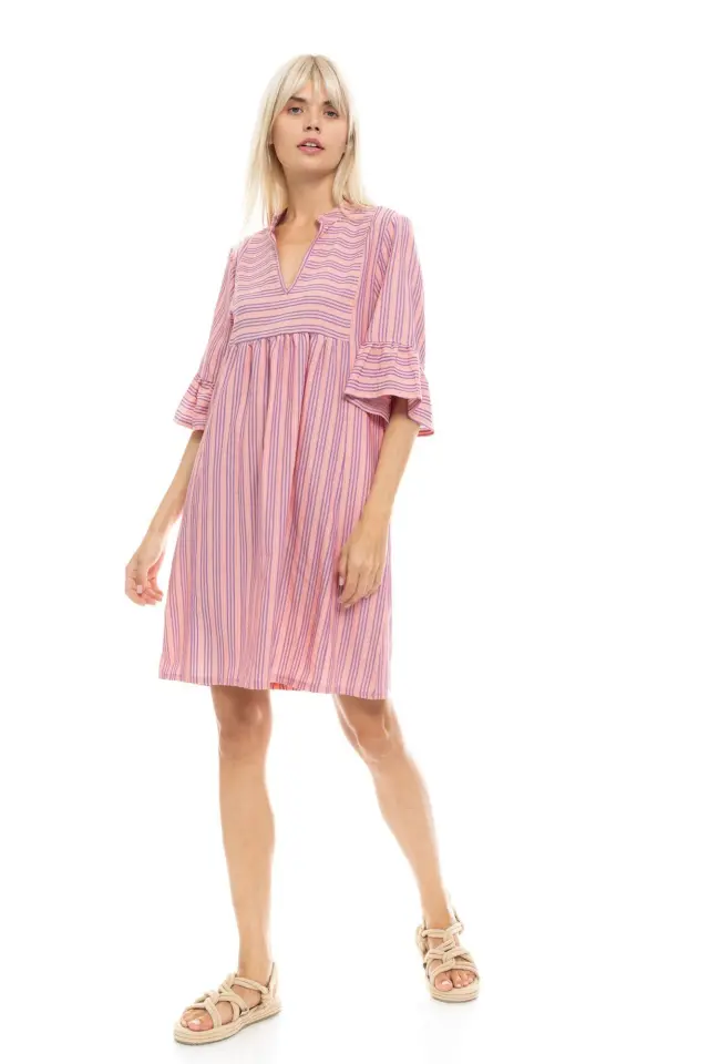 Beachwear Stripe Pink B443 Type Pink Label