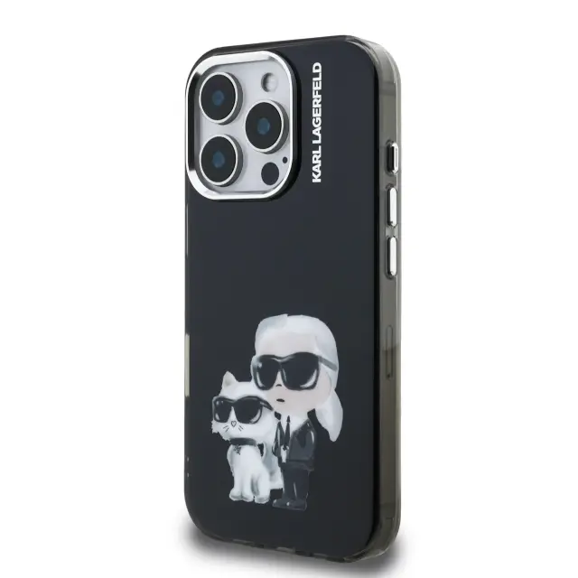 Karl Lagerfeld IML Aquarelle Karl and Choupette Case for iPhone 16 Pro Black 2