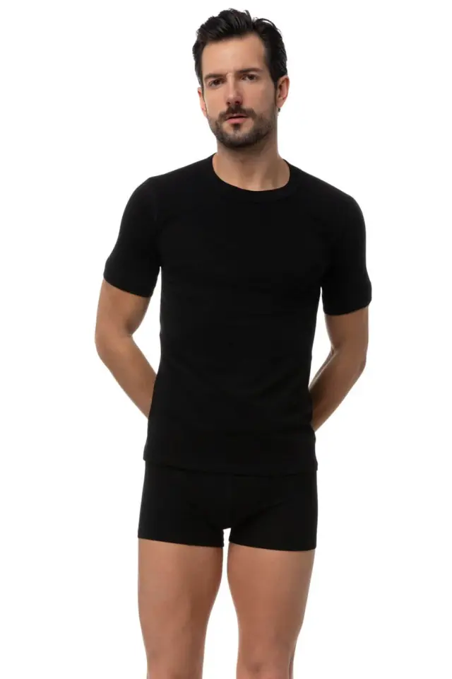 Minerva Sporties Κοντομάνικη Ανδρική Φανέλα 2Pack 12013-160 - ΑΝΘΡΑΚΙ-ΜΑΥΡΟ - XL 3