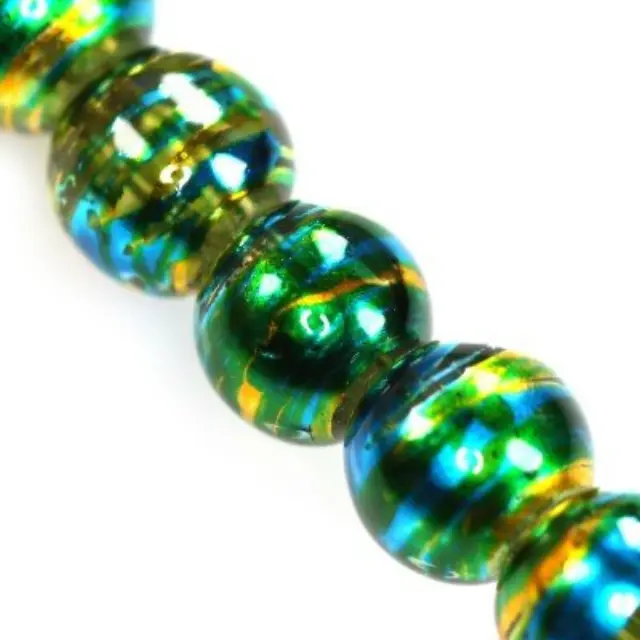 Cosmic Round Emerald w Gold 8mm ~110τεμ