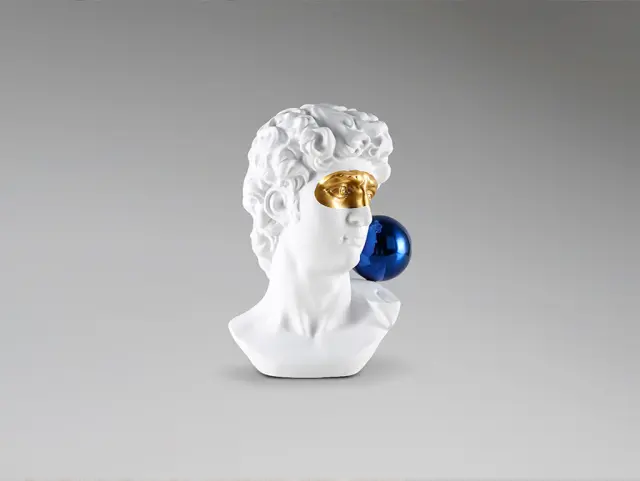 David 408073 Bust Colours – Μικρό Ανδριάντα Νταβίδ από Ρητίνη με Λευκό Χρυσό και Μπλε Άσπρο