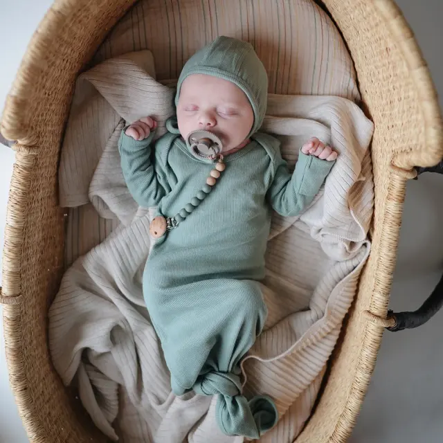 Mushie Ribbed Baby Beanie Σκουφάκι Παιδικό - Roman Green 0-3 μηνών 2