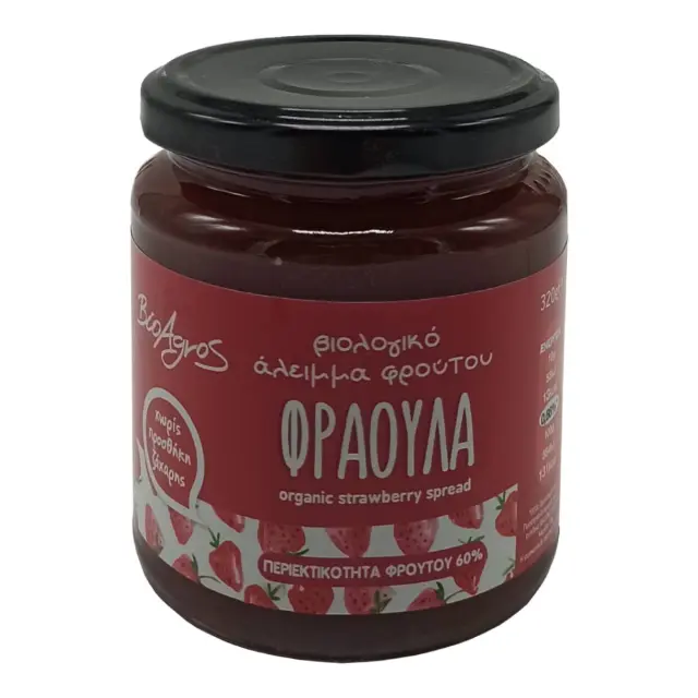 Μαρμελάδα Φράουλα, Χωρίς Ζάχαρη, Βιοαγρός, Bio, 320γρ