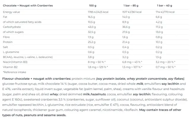 Nutrend Excelent Protein Bar Double Chocolate & Nougat & Cranberry, 1 Bar 2