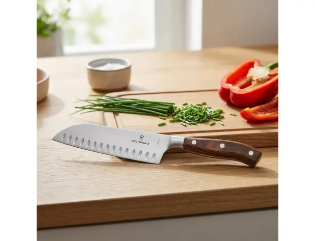 Μαχαίρι Santoku Victorinox Grand Maitre με ξύλινη λαβή και μήκος λεπίδας 17cm - Σε ειδική συσκευασία δώρου 7.7320.17G