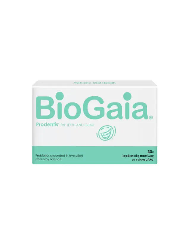 BioGaia Prodentis For Gums & Teeth Probiotics Προβιοτικές Παστίλιες με Γεύση Μήλο για Υγιή Δόντια και Ούλα, 30τμχ 2