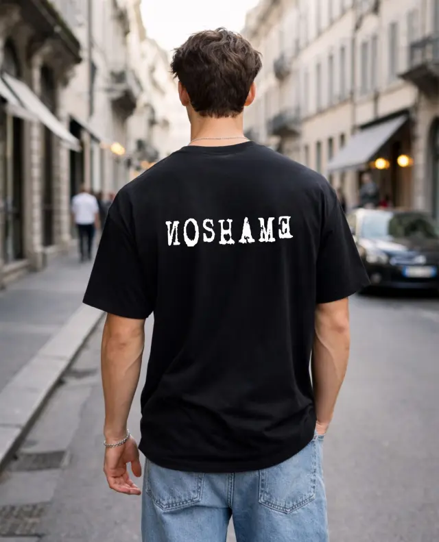 T-shirt Noshame® Oversized Μαύρο με τύπωμα - 142607 - XXL