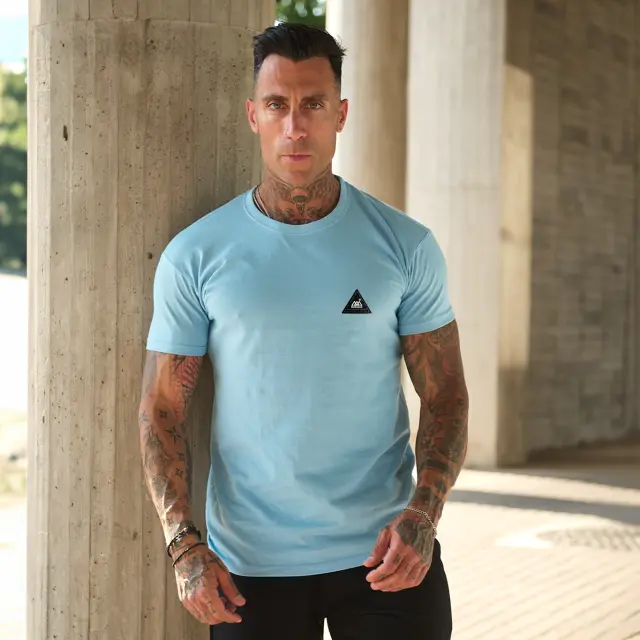 T-shirt Noshame® Σιέλ με patch triangle - 142553 - XXL