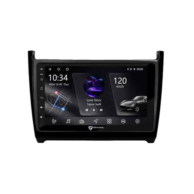 VenCore Οθόνη Multimedia Android 15 9" PX5S Octa-Core 2GB/32GB IPS με Πρόσοψη, CarPlay, Android Auto και Υποστήριξη Κάμερας 360° για VW Polo 2009-2017 – Μαύρη (3236-10005-0069B) 2