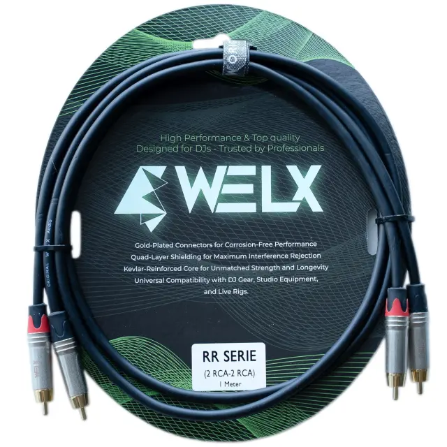 WELX Premium 2 X RCA to 2 X RCA Cable – 1m (RR) (Black)