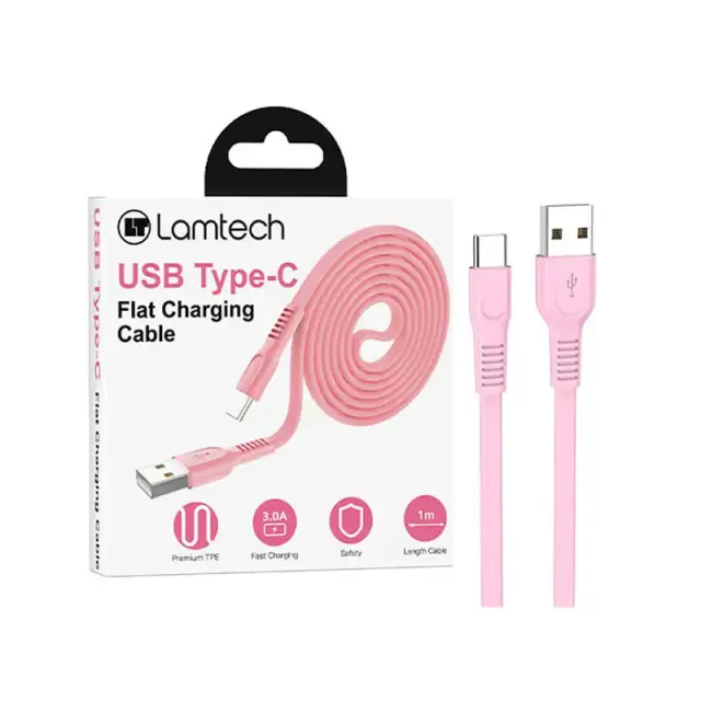 LAMTECH TYPE-C 3.0A FLAT CHARGING CABLE 1M