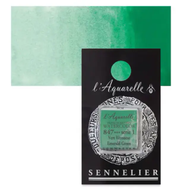 Χρώμα Ακουαρέλας Sennelier l Aquarelle Half Pan - 847 Emerald Green