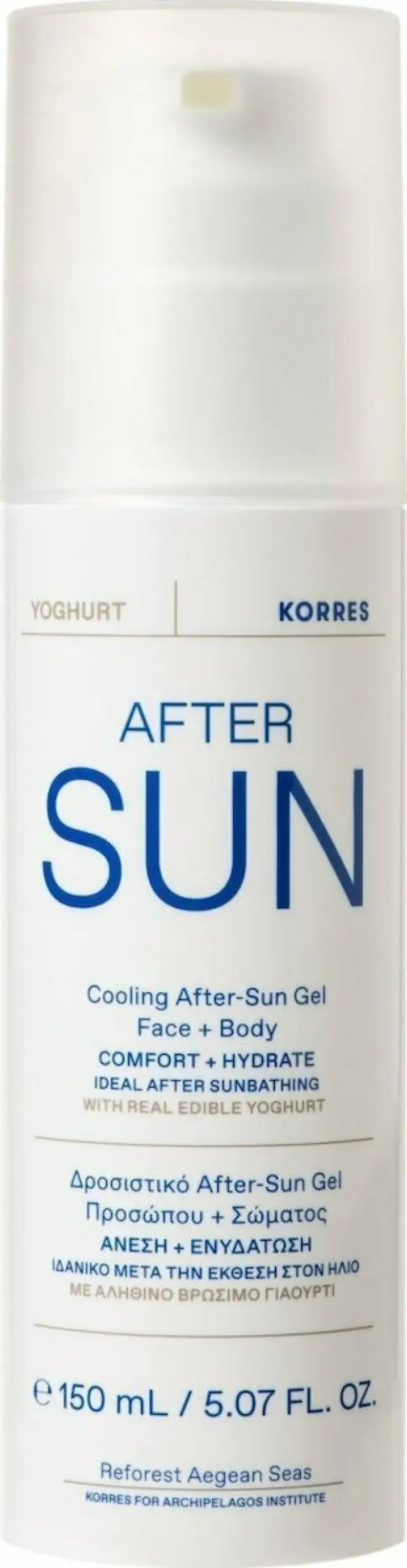 Korres Cooling After Sun After Sun Gel για Πρόσωπο και Σώμα με Γιαούρτι & Καλέντουλα 150ml