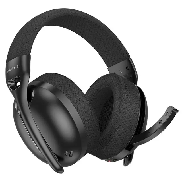 Borofone Ασύρματα Over Ear Ακουστικά με Μικρόφωνο Μαύρα BO30