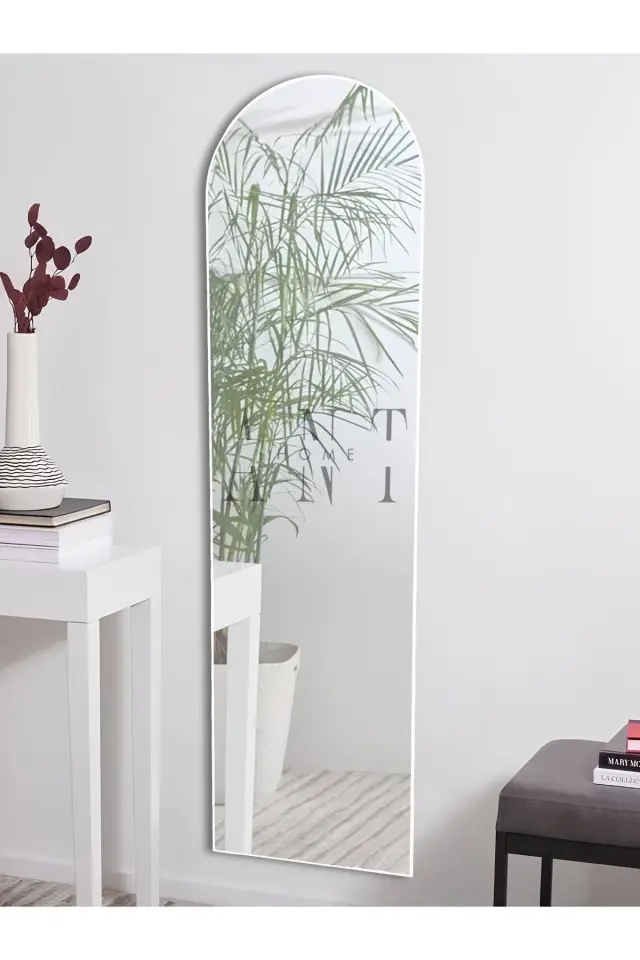 Stewehome Διακοσμητικός καθρέφτης τοίχου MDF οβάλ Λευκό 165x45 cm