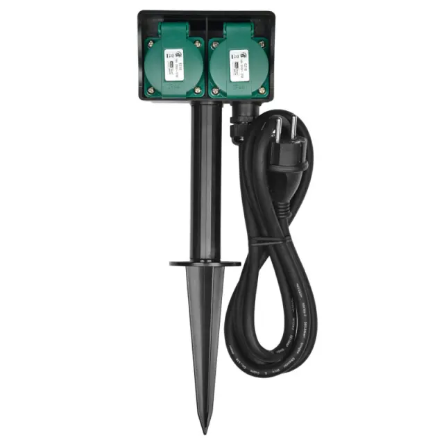Πρίζα Κήπου Διπλή Αδιάβροχη HEITECH 04003652