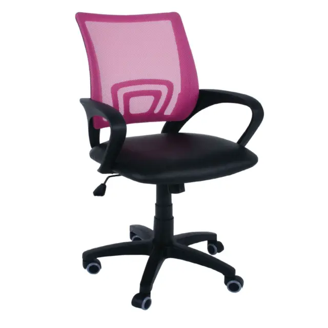 Πολυθρόνα BF2101 Mesh/PU Μαύρο/Ροζ 54x56x91/101cm