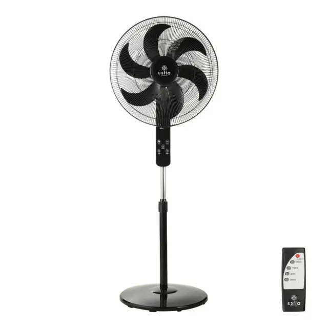 Estia Ανεμιστήρας Σταντ Επιδαπέδιος Bow 45Cm 75W Μαύρος Με Τηλεχειριστήριο