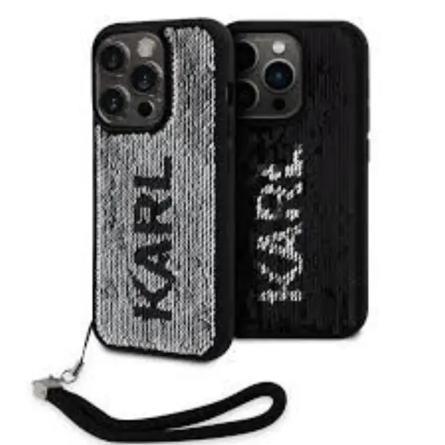 Karl Lagerfeld® Sequins Reversible Θήκη για iPhone 15 Pro- Black/Silver