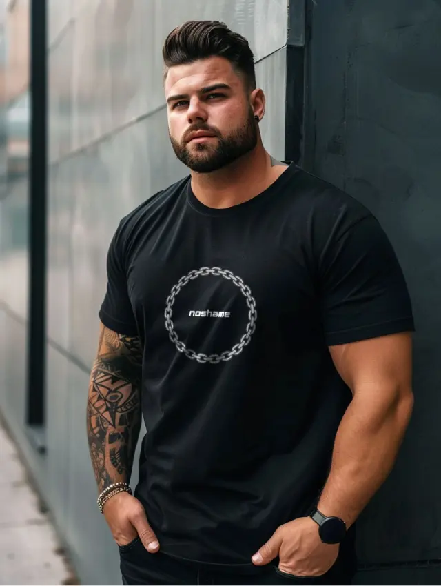 T-shirt Noshame® Signature Μαύρο με τύπωμα - P122406 - 3XL