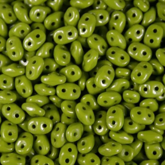 Χάντρα Superduo - Opaque Green Dark - 2.5x5mm ~7gr